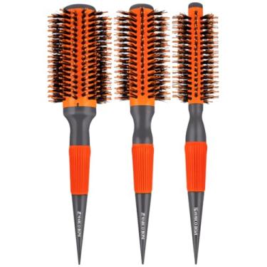 Imagem de Kit 3 Escova De Cabelo Marco Boni Laranja Profissional Termica Ceramica Cerdas Javali 46mm 55mm 65mm