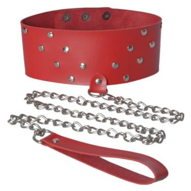 Imagem de Coleira Scandal Com Guia Coleira Ajustável com Guia para Fantasias Sensuais DX1713 (VERMELHO)