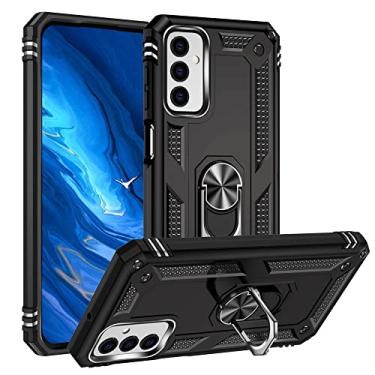 Imagem de SORAKA Capa para Samsung Galaxy M23 5G com suporte de anel capa armadura para Samsung Galaxy M23 5G capa traseira de policarbonato rígido com placa de metal para suporte magnético de telefone carro