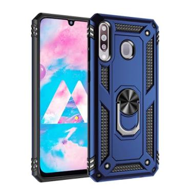 Imagem de SORAKA Capa para Samsung Galaxy M30 com suporte para anel Capa Slim Fit de TPU macio Capa Samsung Galaxy M30 com placa de metal para suporte magnético de telefone para carro