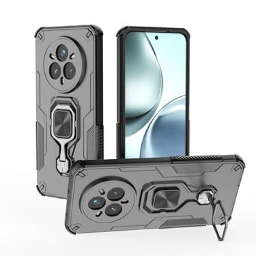 Imagem de SORAKA Capa para realme 14 Pro Plus 5G com suporte de metal rotativo de 360 graus, peça magnética de ferro para suporte magnético de telefone para carro, preto