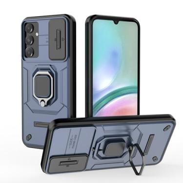 Imagem de SORAKA Capa para Samsung Galaxy A15 com suporte e tampa deslizante para câmera Capa Samsung Galaxy A15 5G com placa de metal para suporte magnético para carro Capa de camada dupla em PC e TPU
