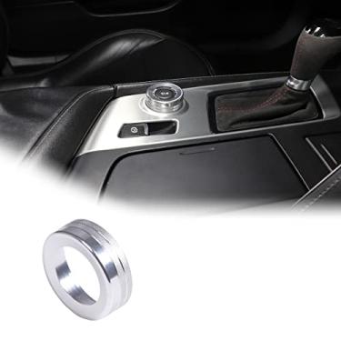 Imagem de JONKOKO Console central de carro de liga interior capas de botão de botão multimídia compatível com Chevrolet Corvette C7 2014-2019 guarnição da tampa do botão do modo de condução do carro (prata)