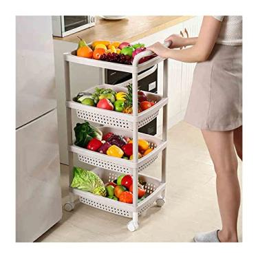 Imagem de NEWCES Armários de armazenamento de cozinha, rack de cozinha, carrinho de chão ao teto, cesta de legumes multicamadas e cesta de armazenamento de frutas com rodas móvel prateleiras de cozinha