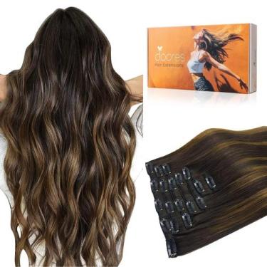 Imagem de Extensões de cabelo DOORES Clip em cabelo humano Balayage 120g 45cm
