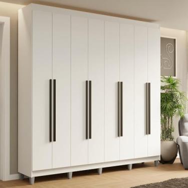 Imagem de Guarda-roupa Casal com Pés 8 Portas Batentes Branco/branco/preto Saturno Madesa