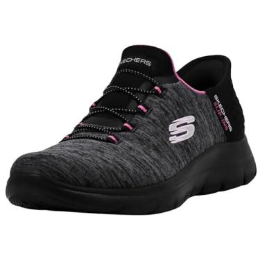 Imagem de Skechers Tênis feminino Hands Free Slip-ins Summits Dazzling Haze, Preto/rosa, 10 Wide