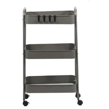 Imagem de Carrinho Organizador Para SalãO De Beleza, 3 Andares, Com Rodinhas, OpçõEs Em Ferro Ou AcríLico, Ideal Para Manicure, Pedicure E EstéTica(CINZA(Ferro))