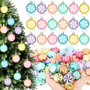 Imagem de Soulchen 48 peças de mini enfeites de doces de Natal de 3,8 cm pastel de bengala doce, decorações de Natal, decorações de Natal com hortelã-pimenta para decoração de árvore de Natal, enfeite de festa