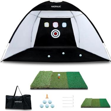 Imagem de HAOFALUC Redes De Golfe Para Bolas Reais Quintal Com Alvo Zona Strike - Rede Treino Resistente 10X7 Pés, Portátil Treinamento Interno/Externo, Inclui Bolsa Transporte, Tapete Rebatidas Grama Sintéti