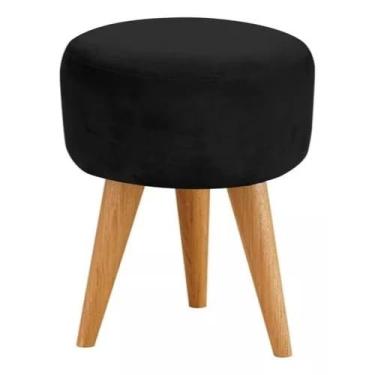 Imagem de Puff Redondo Banqueta Estofada Decorativa Pé Palito (Preto)