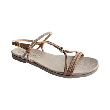 Imagem de Piccadilly, Sandália Rasteira Fem Piccadilly Napa Brilho Nude 418094-3 Tamanho:37;Cor:Nude