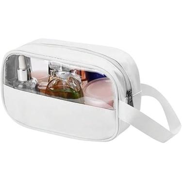 Imagem de Necessaire Transparente Organizador Viagem Bolsa Média (BRANCO)