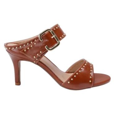 Imagem de Sandália LeRUCHEL Salto Fino com Tachas e Fivela Whisky, 37