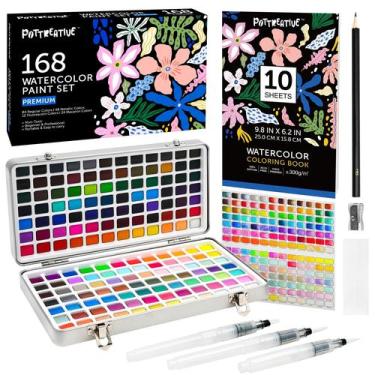 Imagem de Conjunto de pintura em aquarela MCOOH 168 cores com pincéis e livro