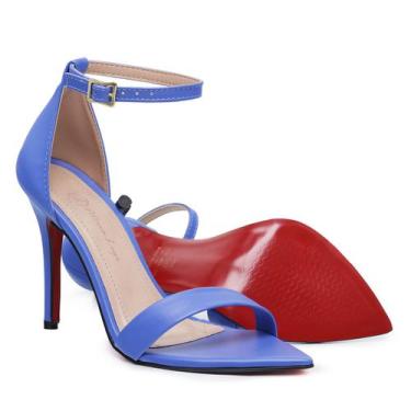 Imagem de Sandália VL Bico Folha com Tira Frontal e Salto Fino 10cm - Vitória Lu