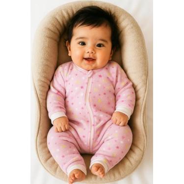 Imagem de Macacão Fleece Peluciado Confortável e Quentinho Para Bebê Estrelinha 