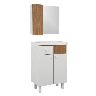 Imagem de Kit Gabinete Banheiro Vittoria 60x34cm Jequitibá