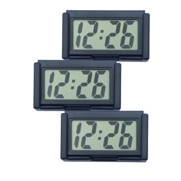 Imagem de Relógio digital pequeno, relógio de viagem portátil, sala de aula, quarto, banheiro, vidro, carro, motocicleta, painel, minirelógio, operado por bateria, autoadesivo (3, preto)