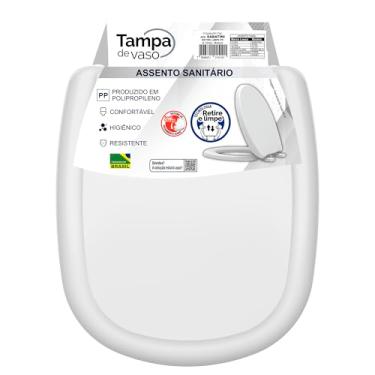 Imagem de Tampa de Vaso Sabatini, Assento Sanitário PP com Soft Close, Branco, 50 x 35,3 cm