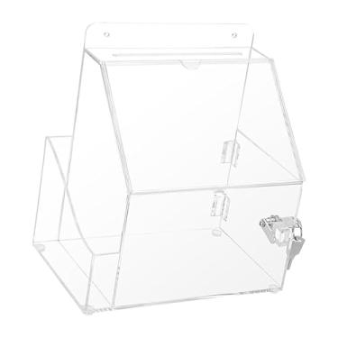 Imagem de oshhni Caixa de sugestões de acrílico, organizador de armazenamento, recipiente de armazenamento com chaves, caixa de doação para de ingressos, Claro