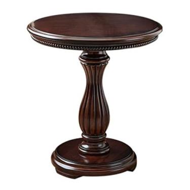 Imagem de Mesa lateral minimalista vintage estilo country esculpida mesa redonda sofá lateral sala de estar armazenamento lazer café