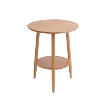 Imagem de Mesa de centro de design simples, mesa lateral de sofá de madeira maciça, mesa lateral redonda, aparador de sofá para casa, sala de jantar ou sala de estar, feita à mão, mesa lateral minimalista de