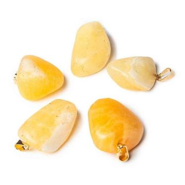 Imagem de Pingente de Calcita Mexicana Rolada com Pino Dourado - 05 Unidades - C