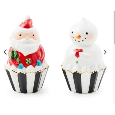 Imagem de MacKenzie-Childs Conjunto de sal e pimenta Bake Shop Papai Noel e boneco de neve