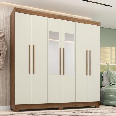 Imagem de Guarda-Roupa Casal 6 Portas 2 Gavetas Com Espelho 194,40cm Toledo Santos Andira