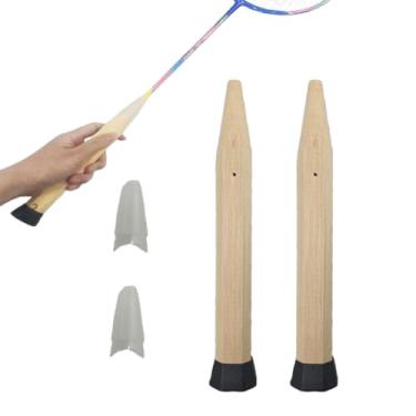 Imagem de Alça de raquete de badminton, alça de badminton de madeira, reparo de raquete de badminton, 2 conjuntos de alças de madeira antiderrapantes