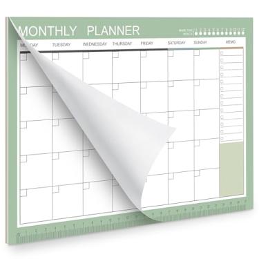 Imagem de Phyxin Agenda sem data, calendário em branco com 54 folhas, agenda mensal de 28,4 x 21 cm, agenda mensal sem data com memorando para mulheres, estudantes, professores, verde Morandi