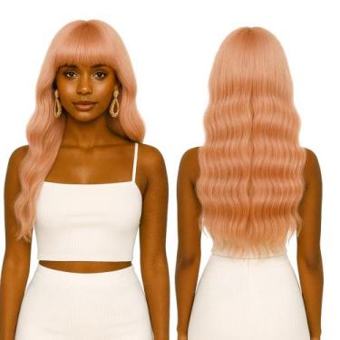 Imagem de Peruca Wig Aceita Finalização Ondulada com Franja 70 cm Mega Premium -