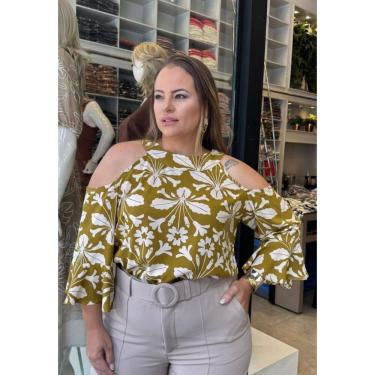 Imagem de Blusa Plus Size Estampada Ombro Vazado