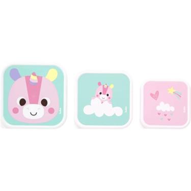 Imagem de Conjunto de 3 Potes para Lanche Infantil, Tema Zoo, com Tampa e Talheres, Resistente, Buba (Unicórnio)