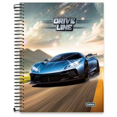 Imagem de Caderno Universitário Cadersil 10 matérias Estampa Drive Line – 160 Folhas – Capa Dura Metalizada Espiral Preto – Miolo com microsserrilhas - Ideal para Escola ou Faculdade.
