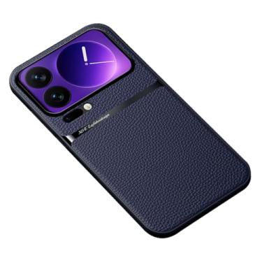 Imagem de LTLMYDAM Capa fina para Xiaomi 17 Pro Max/17 Pro/17, capa traseira de couro com textura de lichia à prova de impressões digitais, suporte de sucção magnética montada no carro, bronze, 17