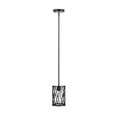 Imagem de Sylvania Mini luminária pendente de 20 cm com altura ajustável, hardwire/acessórios incluídos, interior, acabamento fosco preto - 1 pacote (63589)
