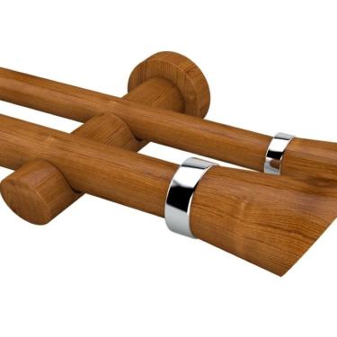 Imagem de Kit Varão Duplo Completo Alemão Plus 28x19mm 3 Metros com 2 Emendas - Quarto ou Sala Cumaru