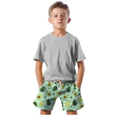 Imagem de Shorts Infantil Bermuda Calção Praia Verão Abacate Cartoon Verde 167 -