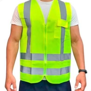 Imagem de Colete Refletivo com bolso Segurança Faixa Sinalizador Obras Trânsito 