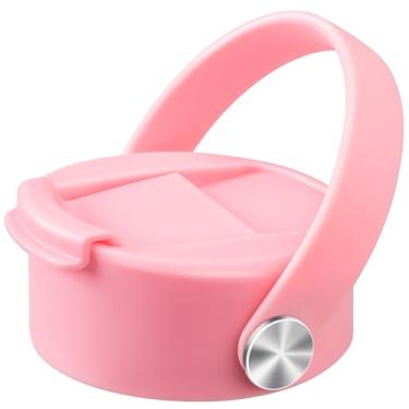 Imagem de Soledea Tampa flip para Hydro Flask boca larga 32 1,134 g com alça flexível, tampa de café de substituição para Hydro Flask, Simple Modern, ThermoFlask e mais garrafas de água de 350 ml - rosa claro
