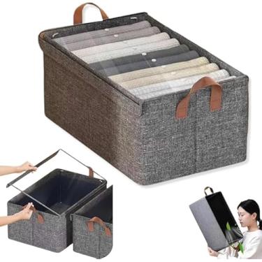 Imagem de Caixa Organizadora Dobrável com Tampa e Alça Tipo Gaveta Tecido Oxford Guarda-Roupa Closet