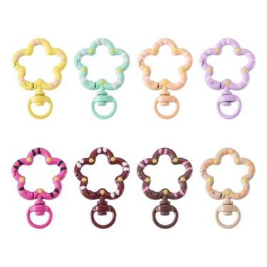Imagem de 8 peças de fecho giratório de liga de estrela colorida, chaveiro giratório, fecho de lagosta, clipe giratório de estrela para chaveiro faça você mesmo, bolsa, enfeite para pendurar joias, artesanato