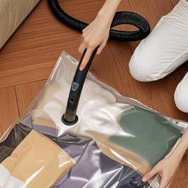 Imagem de Saco de armazenamento a vácuo para economia de espaço, sacos de vedação a vácuo jumbo para uso doméstico espesso para roupas, edredons, cobertores, roupa de cama pode acomodar 1-2 cobertores grossos