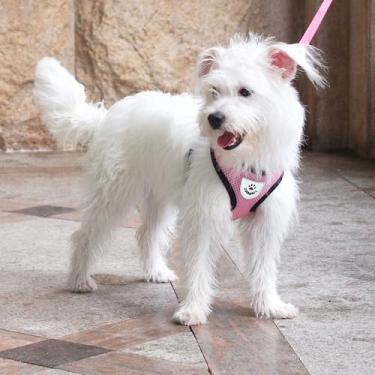 Imagem de Peitoral para cães de estimação, colete de algodão e poliéster, ajustável, para viagem, peitoral refletivo (rosa, P)