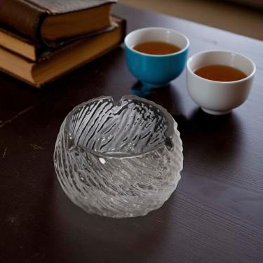 Imagem de Generic 1 peça cinzeiro padrão de listras diagonais vidro cinza preto 8,3 x 8,3 x 5,7 cm