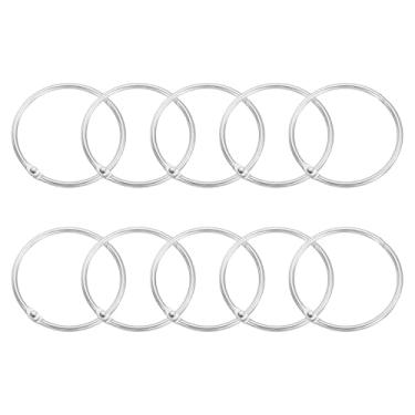 Imagem de Anéis de cortina de chuveiro, 12 peças - ganchos de cortina de chuveiro redondos de aço carbono, anéis de encadernação de folhas soltas de 5 cm para varões de cortina de chuveiro (prata)