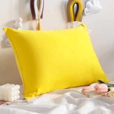 Imagem de Travesseiro de viagem, travesseiro alternativo de 33 x 45 cm, lavável na máquina - 1 pacote de travesseiro pequeno macio e respirável, amarelo