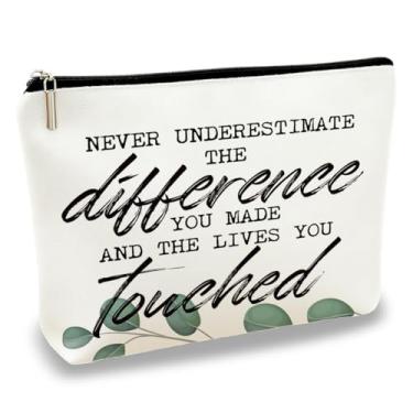 Imagem de Bolsa de maquiagem inspiradora nunca subestime a diferença que você fez, pequena bolsa de cosméticos para mulheres, linda bolsa de beleza, presente motivacional para amigas, viagens, bolsas de